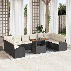 Ensemble à manger de jardin et coussins 9 pcs gris clair rotin 496964496964