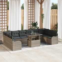 Ensemble à manger de jardin et coussins 5 pcs gris clair rotin 496966496966