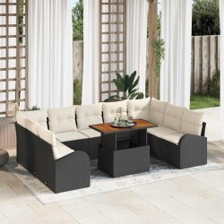 Ensemble à manger de jardin et coussins 5 pcs gris clair rotin 496987496987