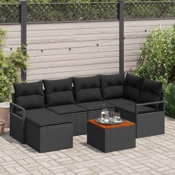 Salon de jardin 9 pcs avec coussins Résine tressée Noir 497270497270