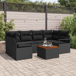 Salon de jardin 9 pcs avec coussins gris résine tressée 497339497339