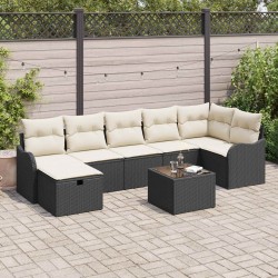 Salon de jardin avec coussins 9 pcs beige résine tressée 497440497440