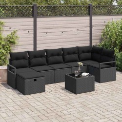 Salon de jardin avec coussins 9 pcs marron résine tressée 497441497441
