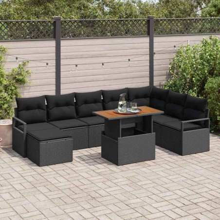 Salon de jardin avec coussins 8 pcs beige résine tressée 497476497476
