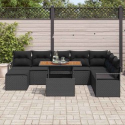 Salon de jardin avec coussins 8 pcs beige résine tressée 497476497476
