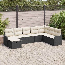 Salon de jardin avec coussins 9 pcs beige résine tressée 497478497478