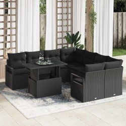 Salon de jardin avec coussins 8 pcs beige résine tressée 497488497488
