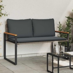 Salon de jardin 6 pcs avec coussins gris résine tressée 497566497566
