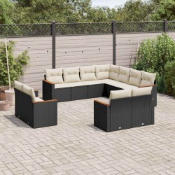 Salon de jardin avec coussins 10 pcs beige résine tressée 497599497599