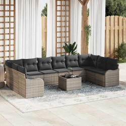 Salon de jardin avec coussins 8 pcs beige résine tressée 497671497671