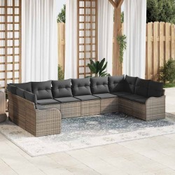 Salon de jardin avec coussins 8 pcs beige résine tressée 497672497672