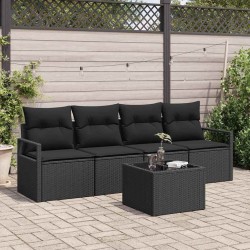Salon de jardin avec coussins 9 pcs beige résine tressée 497679497679