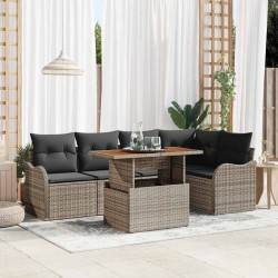 Salon de jardin 8 pcs avec coussins noir résine tressée 497708497708
