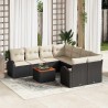 Salon de jardin 6 pcs avec coussins beige résine tressée acacia 497717497717