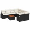 Salon de jardin 6 pcs avec coussins beige résine tressée acacia 497717497717