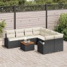 Salon de jardin 6 pcs avec coussins beige résine tressée acacia 497717497717