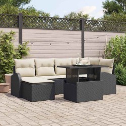 Salon de jardin 12 pcs avec coussins noir résine tressée 497729497729