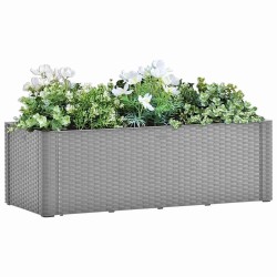 Salon de jardin avec coussins 10 pcs gris résine tressée 498750498750