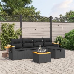 Salon de jardin avec coussins 7 pcs gris résine tressée 498824498824