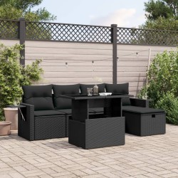 Salon de jardin avec coussins 7 pcs gris résine tressée 498825498825