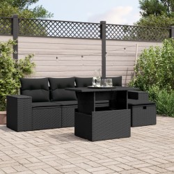 Salon de jardin avec coussins 7 pcs gris résine tressée 498827498827