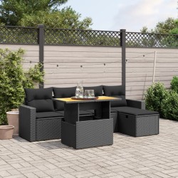 Salon de jardin avec coussins 7 pcs gris résine tressée 498828498828