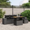 Salon de jardin avec coussins 7 pcs gris résine tressée 498831498831