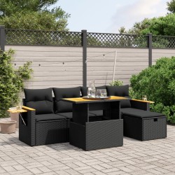 Salon de jardin avec coussins 7 pcs gris résine tressée 498833498833