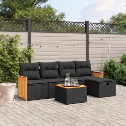 Salon de jardin avec coussins 7 pcs gris résine tressée 498836498836