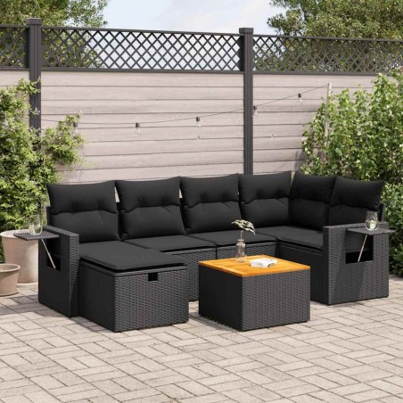 Salon de jardin avec coussins 7 pcs gris résine tressée 498840498840