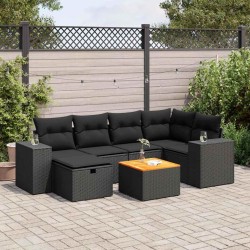Salon de jardin avec coussins 7 pcs gris résine tressée 498841498841