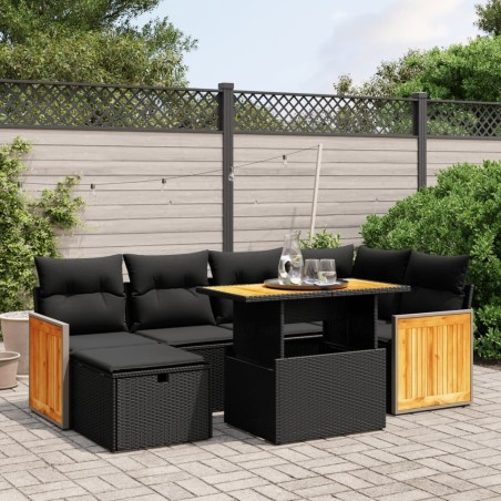 Salon de jardin avec coussins 7 pcs gris résine tressée 498844498844