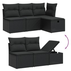 Salon de jardin avec coussins 7 pcs gris résine tressée 498844498844