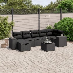 Salon de jardin avec coussins 7 pcs gris résine tressée 498845498845