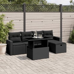 Salon de jardin avec coussins 7 pcs gris résine tressée 498848498848