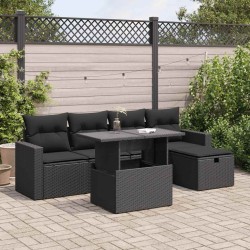 Salon de jardin avec coussins 7 pcs gris résine tressée 498854498854