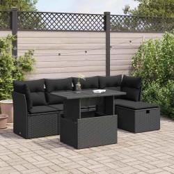 Salon de jardin avec coussins 7 pcs gris résine tressée 498855498855