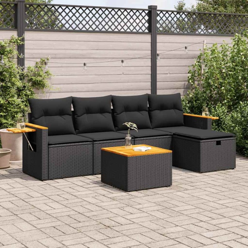 Salon de jardin avec coussins 7 pcs gris résine tressée 498859498859