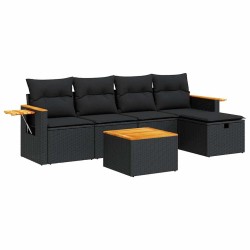 Salon de jardin avec coussins 7 pcs gris résine tressée 498859498859