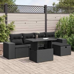 Salon de jardin avec coussins 7 pcs gris résine tressée 498862498862