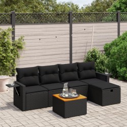 Salon de jardin avec coussins 7 pcs gris résine tressée 498865498865