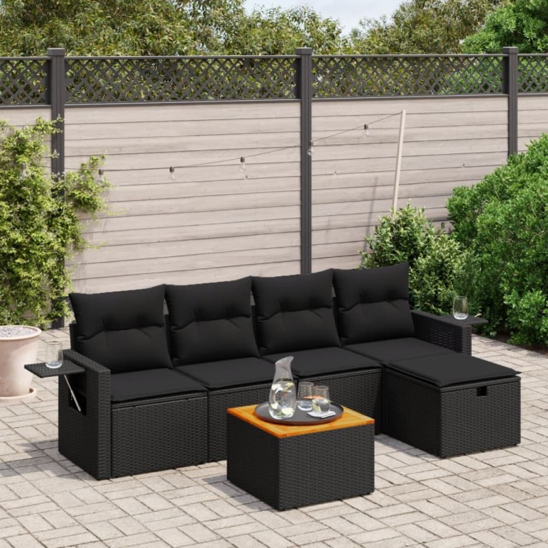 Salon de jardin avec coussins 7 pcs gris résine tressée 498865498865