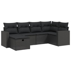 Salon de jardin avec coussins 7 pcs gris résine tressée 498868498868