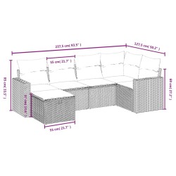 Salon de jardin avec coussins 7 pcs gris résine tressée 498868498868
