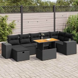 Salon de jardin avec coussins 7 pcs gris résine tressée 498873498873