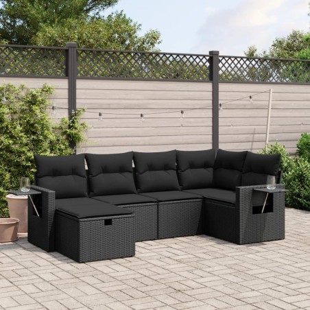 Salon de jardin avec coussins 7 pcs gris résine tressée 498876498876