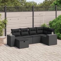 Salon de jardin avec coussins 7 pcs gris résine tressée 498878498878