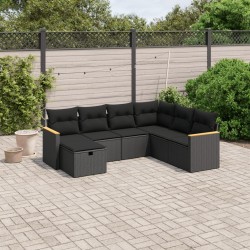 Salon de jardin avec coussins 7 pcs gris résine tressée 498884498884