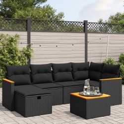 Salon de jardin avec coussins 7 pcs gris résine tressée 498885498885