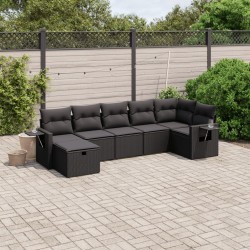 Salon de jardin avec coussins 7 pcs gris résine tressée 498886498886